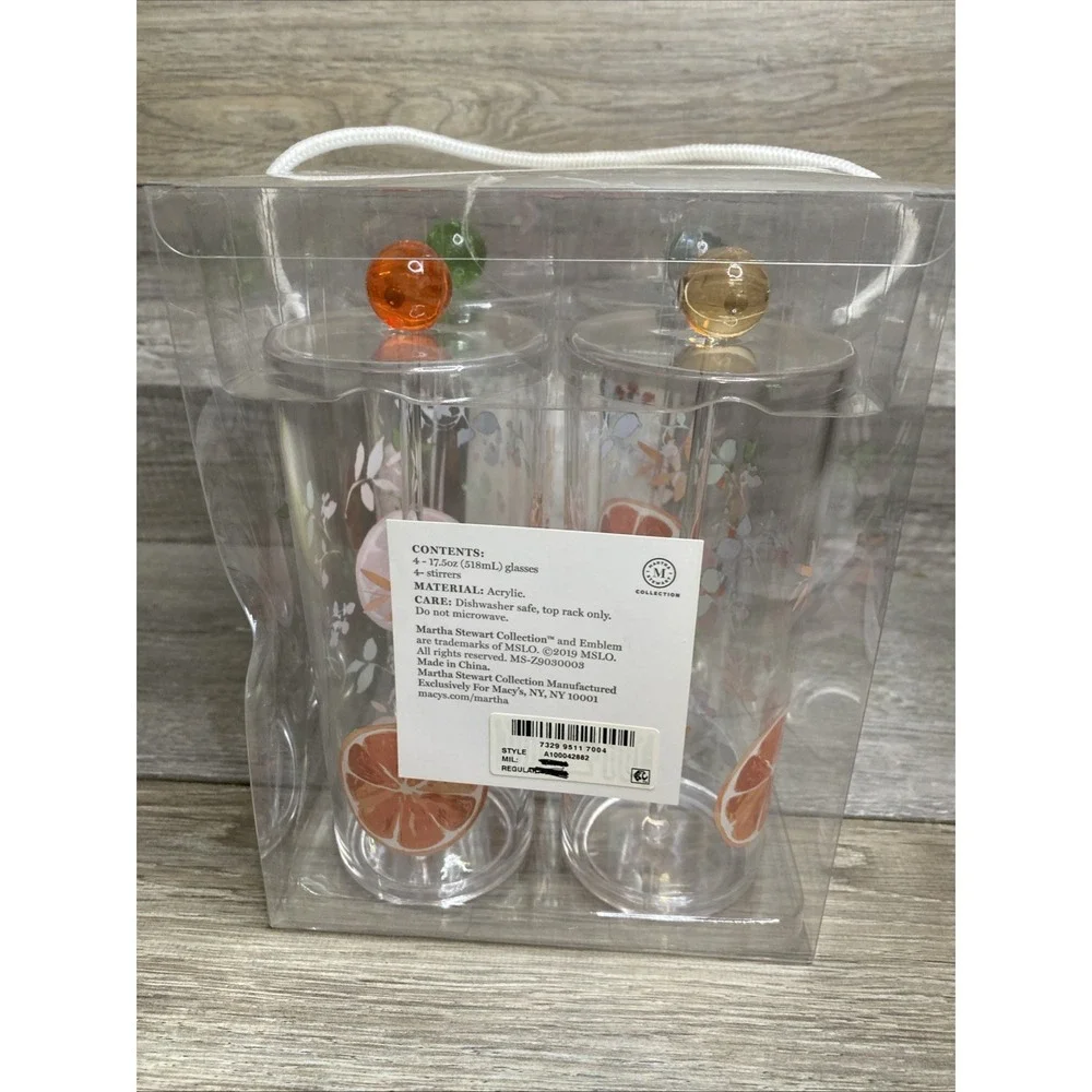 Martha Stewart Collection 8-piece Drink Set Acrylic 2019 NEW Sealed